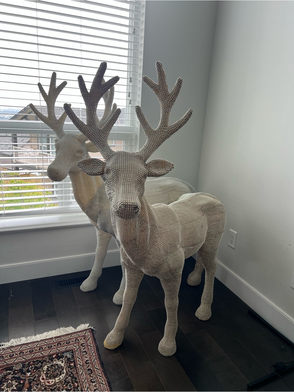 White Beaded Reindeer Holiday Décor - Decorative Standing Reindeer